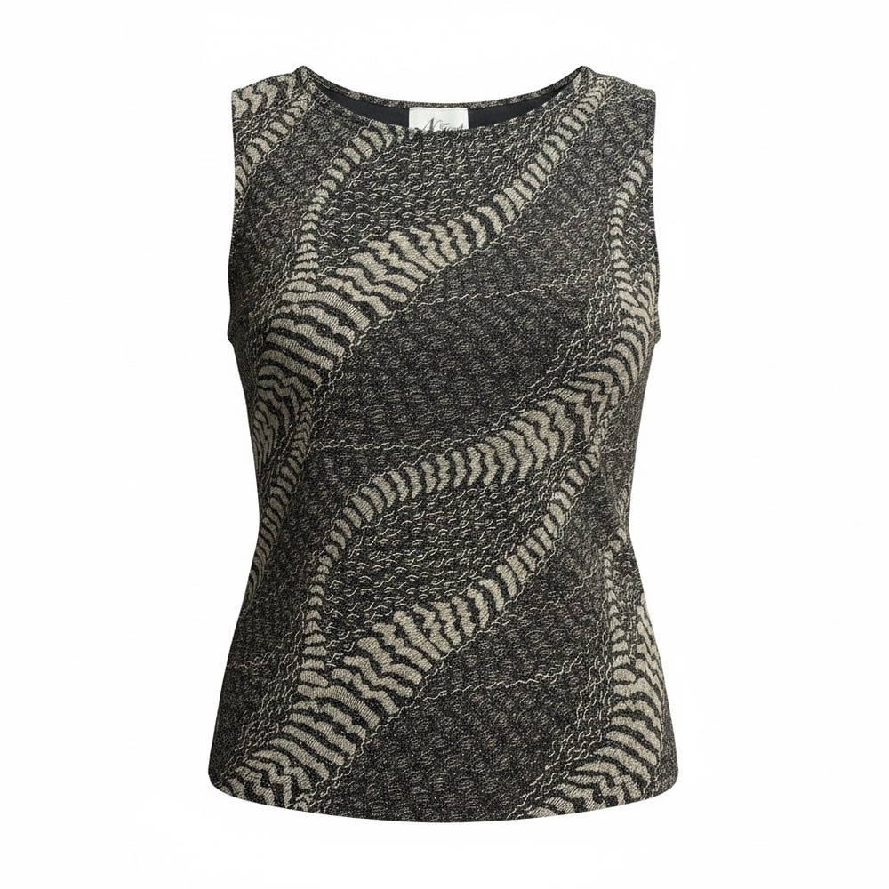 N Touch Womens 2X Metallic Gold Bronze Wavy Knit Sleeveless Shell Top Career